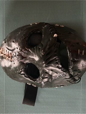 Black Stitched Leather-Look Half Face Mask for Men